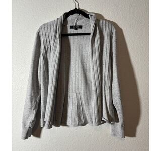 Chloe + Jasmine Women's Size M Gray Speckled Ribbed Open-Front Cardigan Sweater